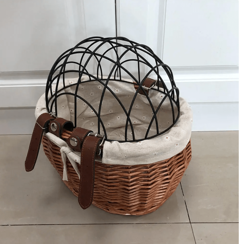 Wicker Front Bike Basket for Small Dogs and Pets