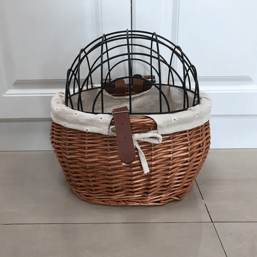 Wicker Front Bike Basket for Small Dogs and Pets