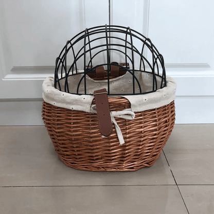 Wicker Front Bike Basket for Small Dogs and Pets