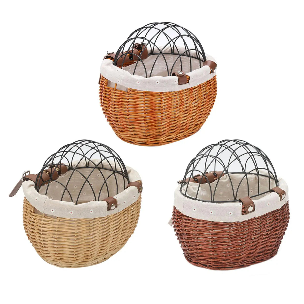 Wicker Front Bike Basket for Small Dogs and Pets