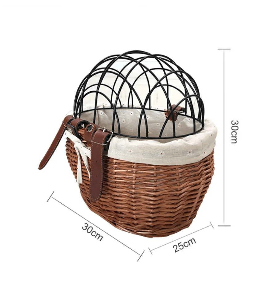 Wicker Front Bike Basket for Small Dogs and Pets