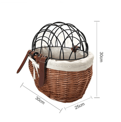 Wicker Front Bike Basket for Small Dogs and Pets