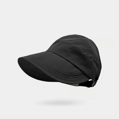 Wide Brim Foldable Sun Hat with Ponytail Opening