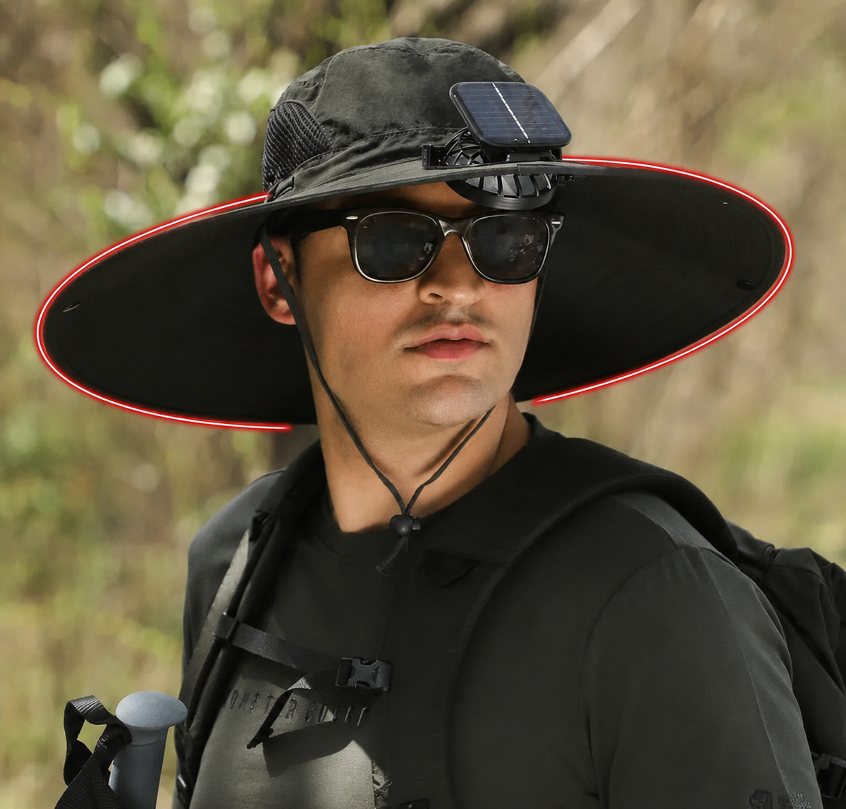 Wide Brim Solar Fan Sun Hat with USB Rechargeable Cooling