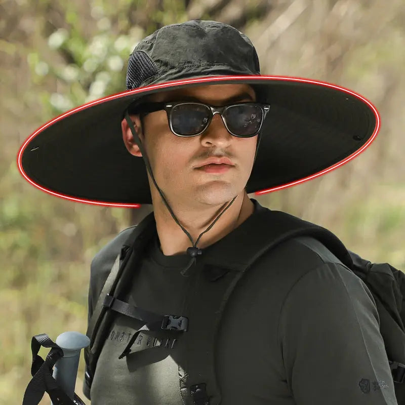 Wide Brim Solar Fan Sun Hat with USB Rechargeable Cooling