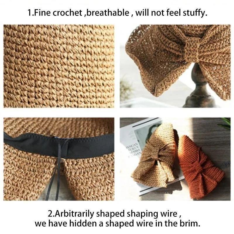 Wide Brim Summer Sun Hat with Decorative Bow
