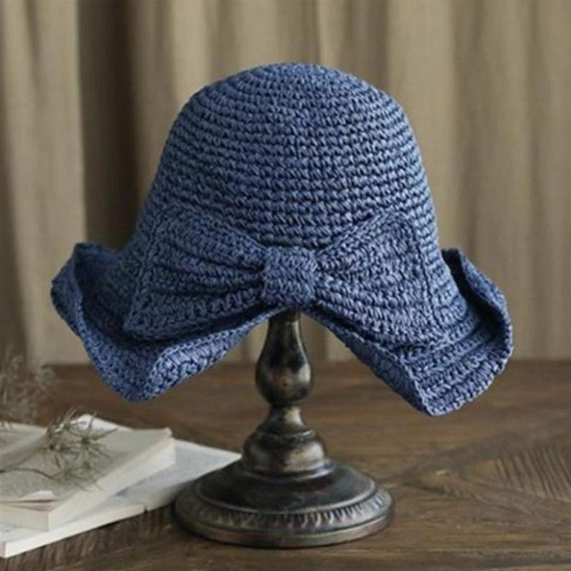Wide Brim Summer Sun Hat with Decorative Bow