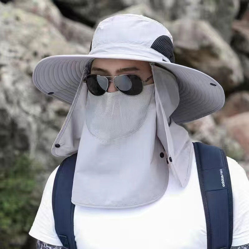 Wide Brim UV Protection Mountaineering Sun Hat with Face Cover