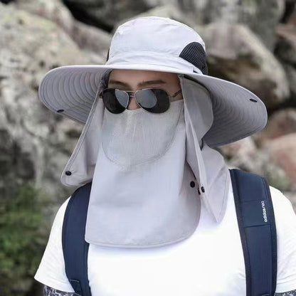 Wide Brim UV Protection Mountaineering Sun Hat with Face Cover