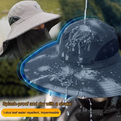 Wide Brim UV Protection Mountaineering Sun Hat with Face Cover