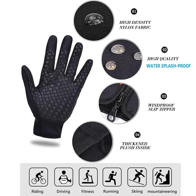 Winter Cycling and Ski Gloves with Touchscreen Grip