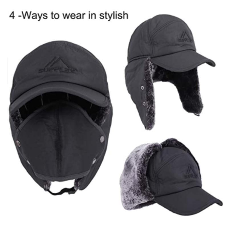 Winter Windproof Trapper Hat with Ear Flaps and Face Cover