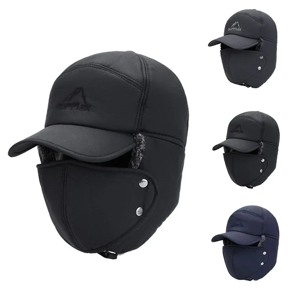 Winter Windproof Trapper Hat with Ear Flaps and Face Cover