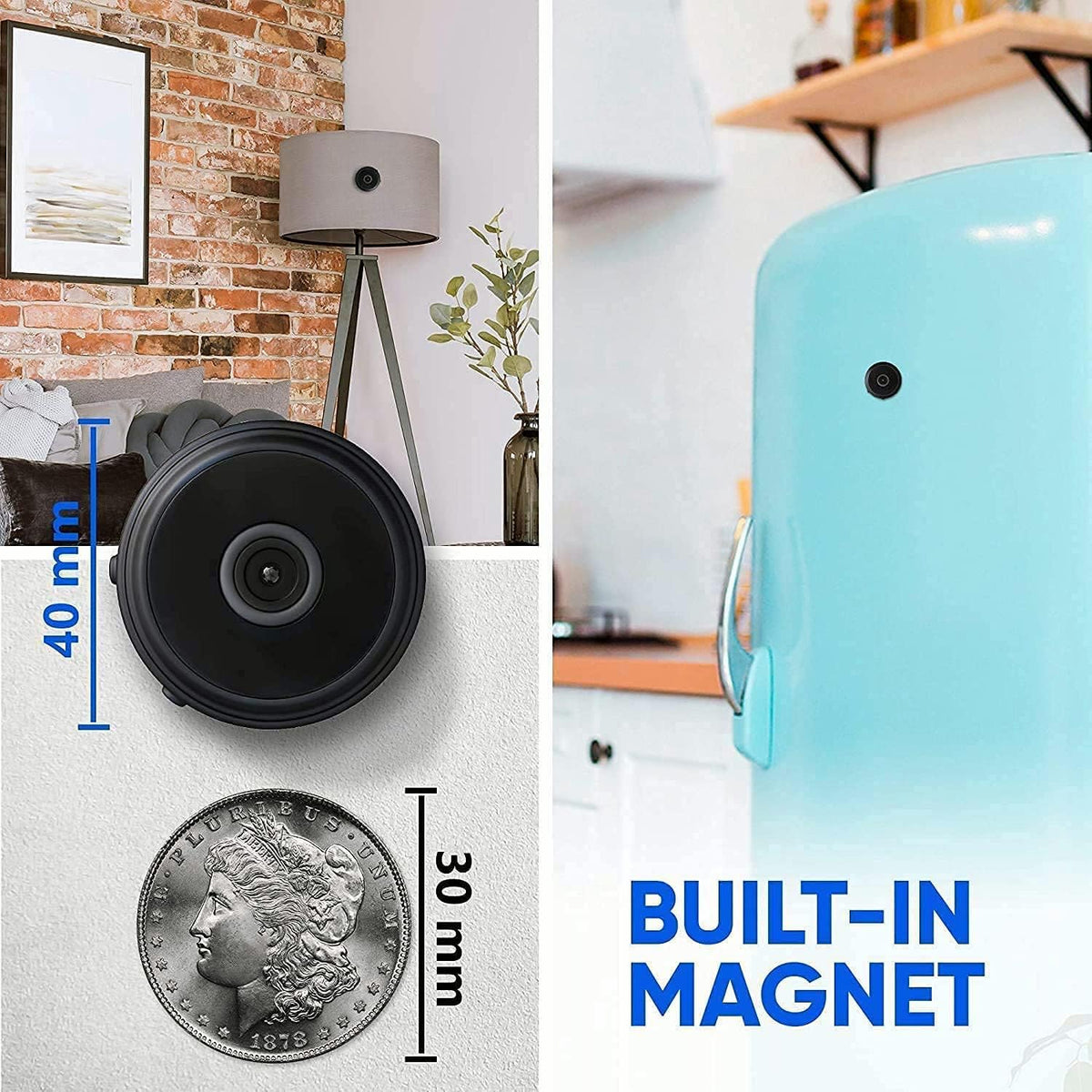 Wireless 1080P Mini Security Camera with Magnetic Mount