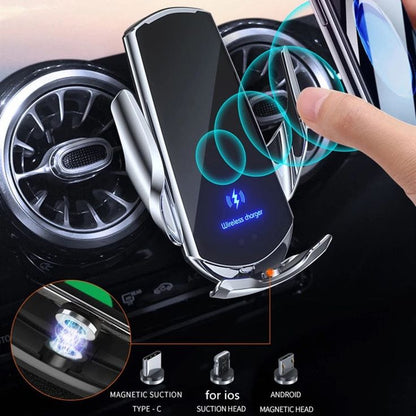 Wireless Fast Charging Car Phone Holder with Auto Clamping
