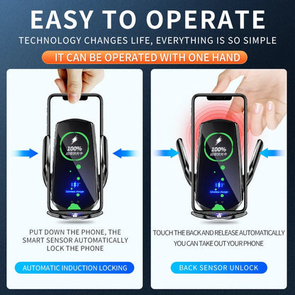 Wireless Fast Charging Car Phone Holder with Auto Clamping