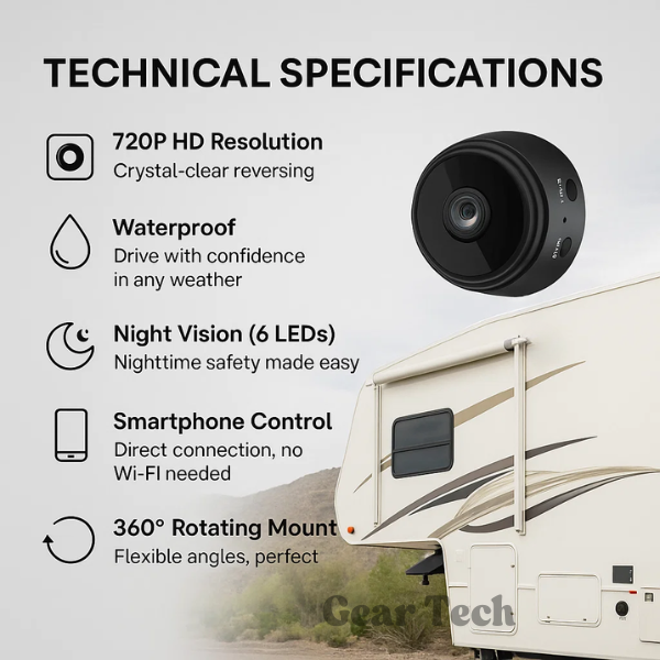 Wireless HD Backup Camera Night Vision Waterproof Reverse Parking System for RV Truck Trailer