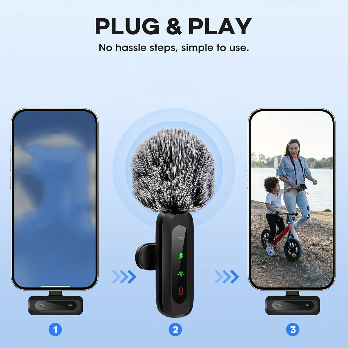 Wireless USB C Clip Microphone for Smartphone and Tablet