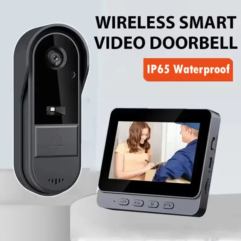 Wireless Video Doorbell with Intercom 4.3 Inch IPS Display and Night Vision
