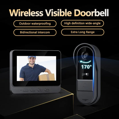 Wireless Video Doorbell with Intercom 4.3 Inch IPS Display and Night Vision