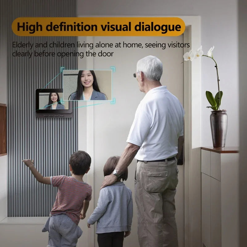 Wireless Video Doorbell with Intercom 4.3 Inch IPS Display and Night Vision