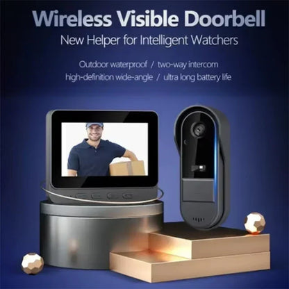 Wireless Video Doorbell with Intercom 4.3 Inch IPS Display and Night Vision