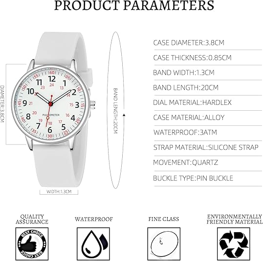 Women's Clip On Fob Watch with Waterproof Silicone Case