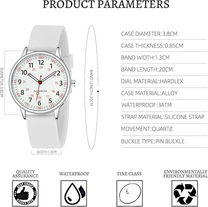 Women's Clip On Fob Watch with Waterproof Silicone Case