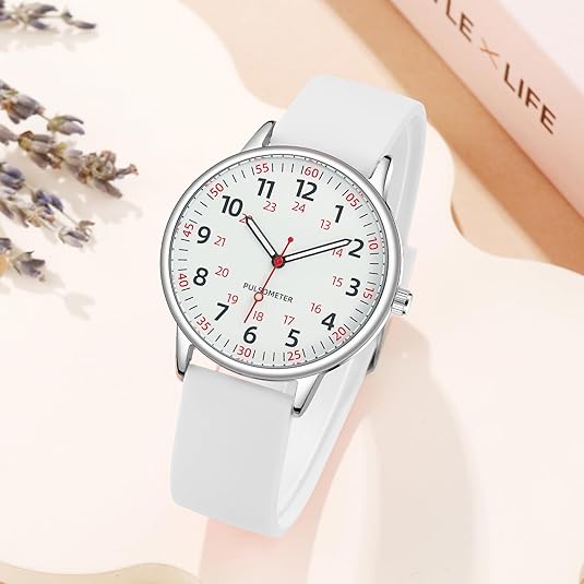 Women's Clip On Fob Watch with Waterproof Silicone Case