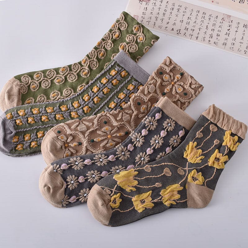 Women's Floral Cotton Socks 10 Pairs