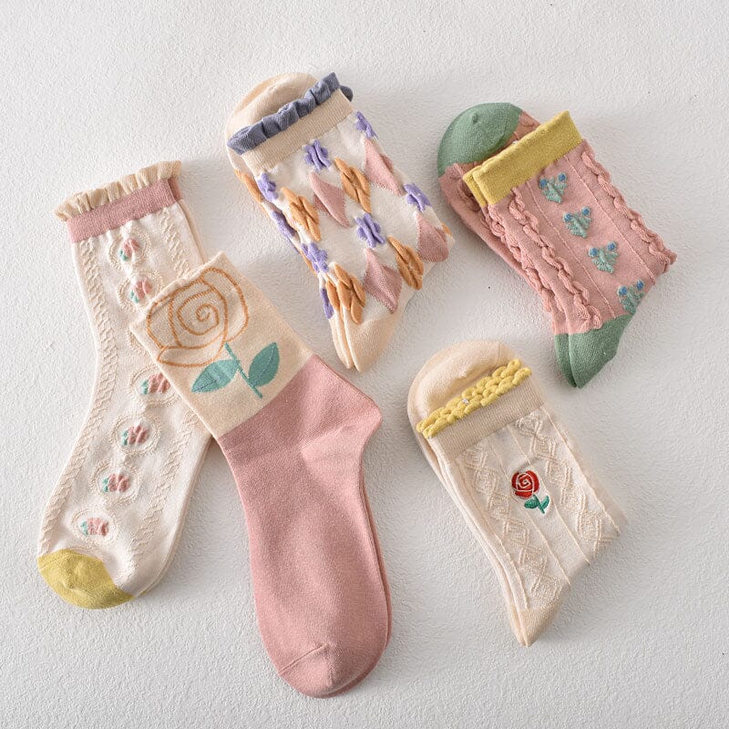Women's Floral Cotton Socks 10 Pairs