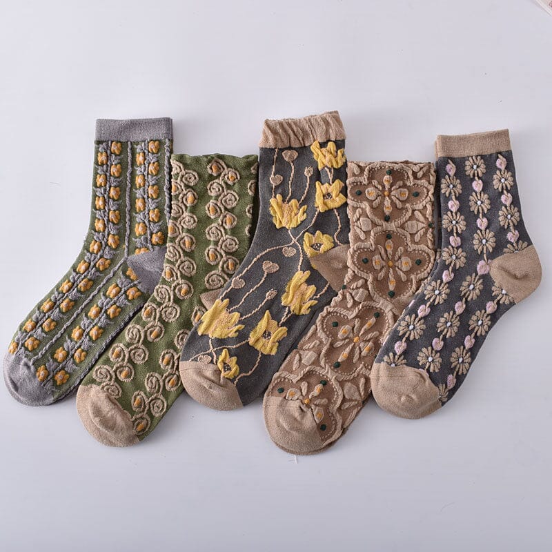 Women's Floral Cotton Socks 10 Pairs