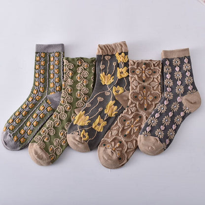 Women's Floral Cotton Socks 10 Pairs