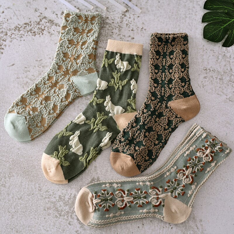 Women's Floral Cotton Socks 10 Pairs