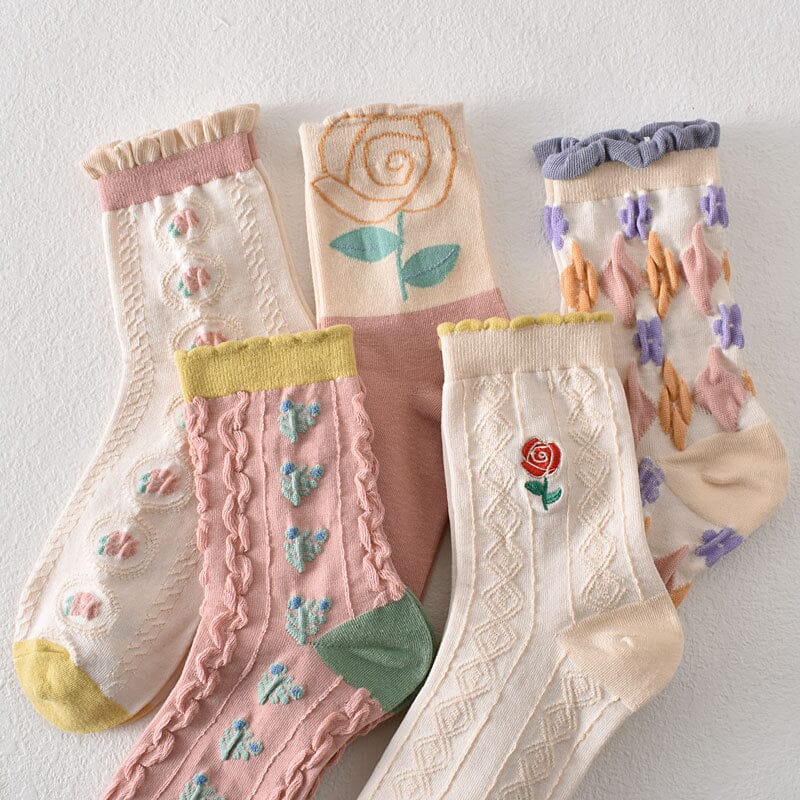 Women's Floral Cotton Socks 10 Pairs