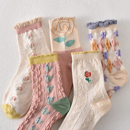 Women's Floral Cotton Socks 10 Pairs
