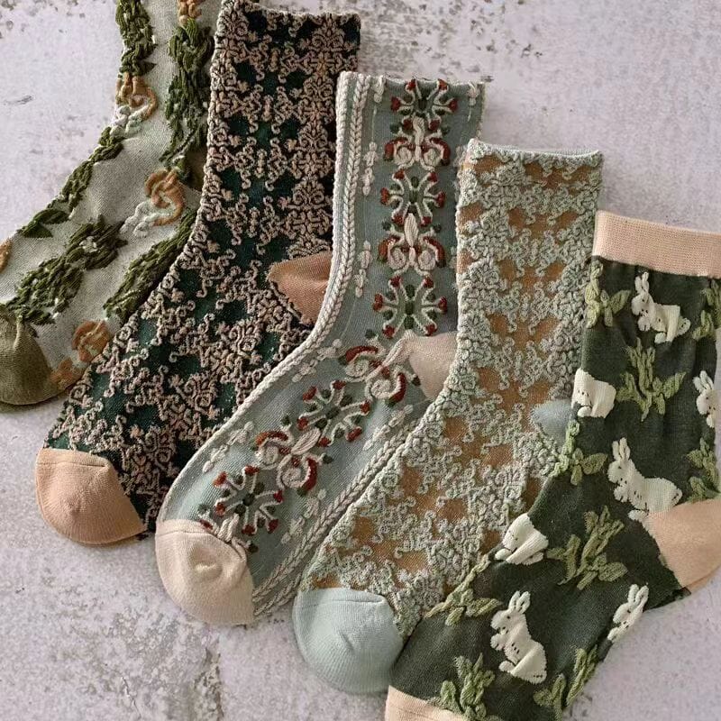 Women's Floral Cotton Socks 10 Pairs