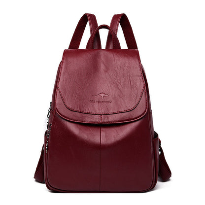 Women's Genuine Leather Backpack with Multi Pocket Design