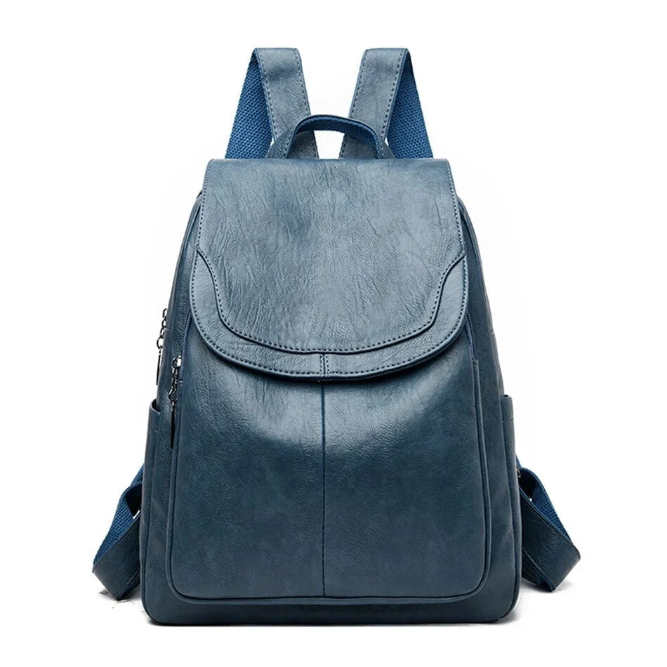Women's Genuine Leather Backpack with Multi Pocket Design