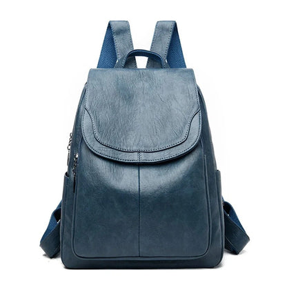 Women's Genuine Leather Backpack with Multi Pocket Design