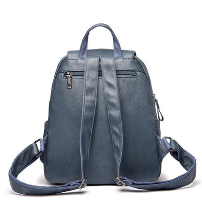 Women's Genuine Leather Backpack with Multi Pocket Design
