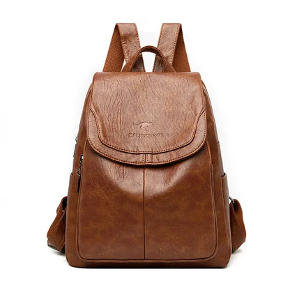 Women's Genuine Leather Backpack with Multi Pocket Design