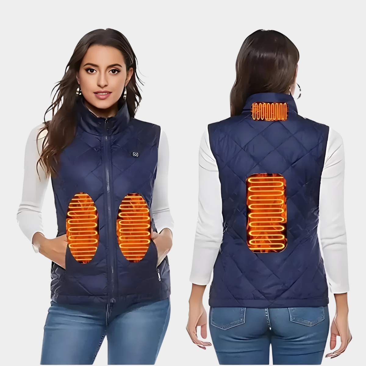 Women's Heated Vest with Dual Temperature Control and 9 Heating Zones
