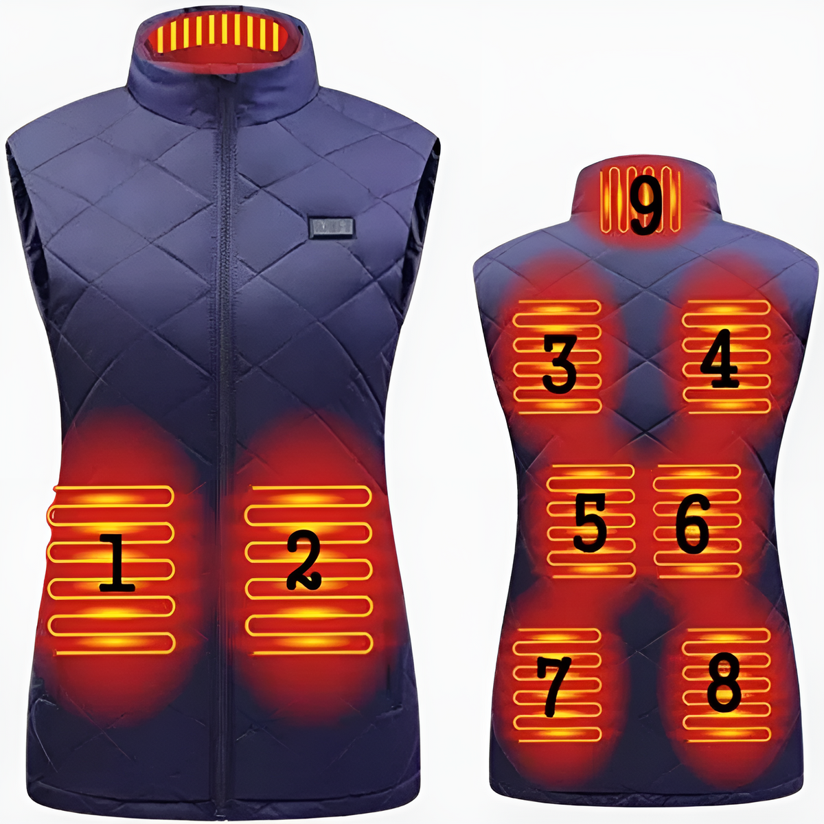Women's Heated Vest with Dual Temperature Control and 9 Heating Zones