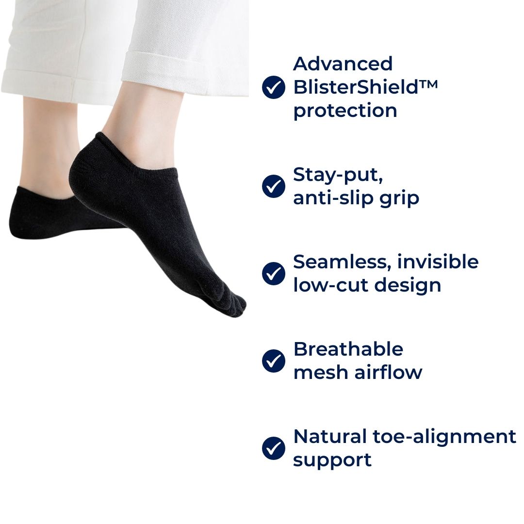 Women's No Show Toe Socks with Breathable Mesh and Anti Slip Fit