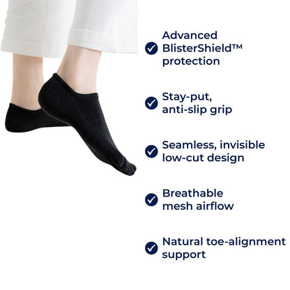 Women's No Show Toe Socks with Breathable Mesh and Anti Slip Fit