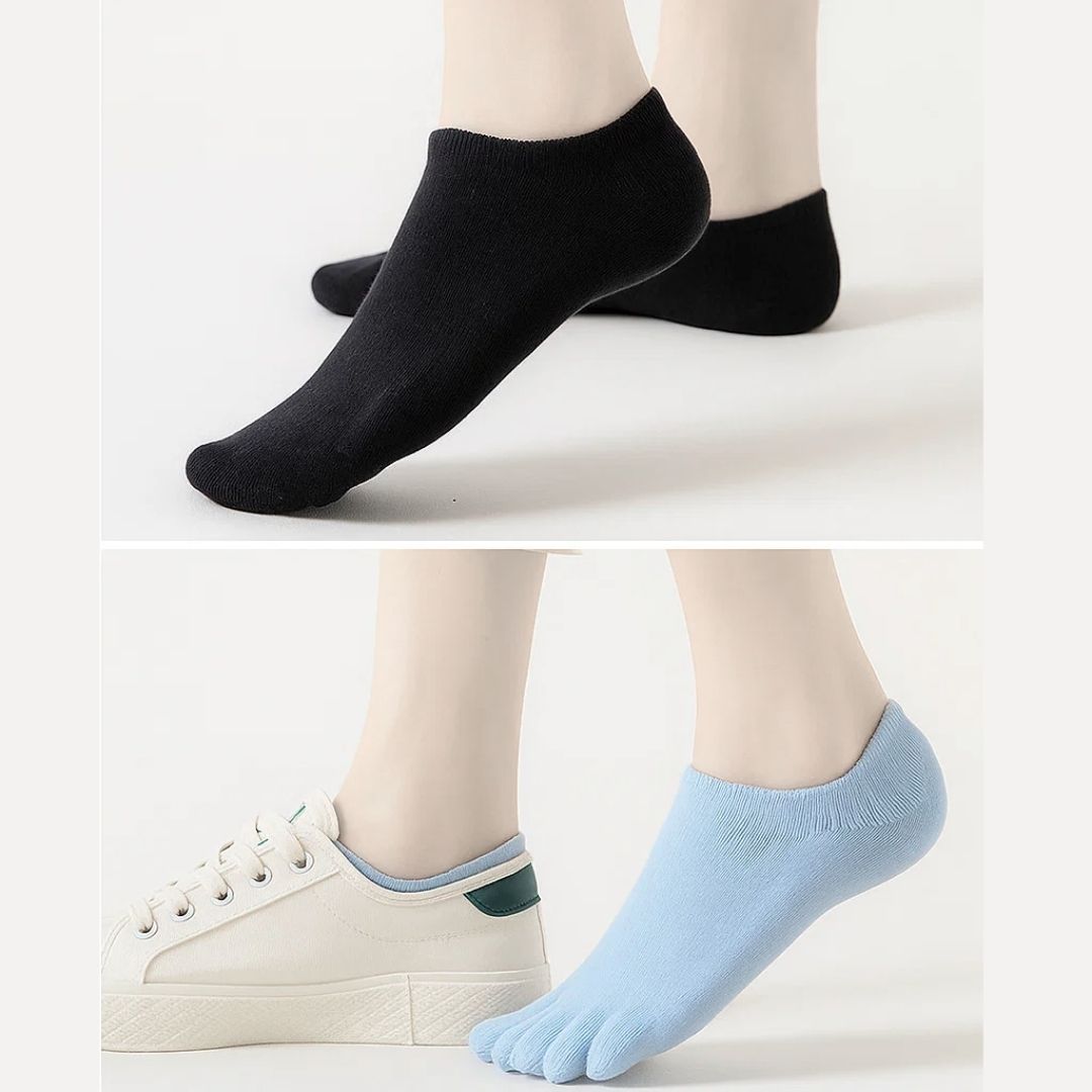 Women's No Show Toe Socks with Breathable Mesh and Anti Slip Fit