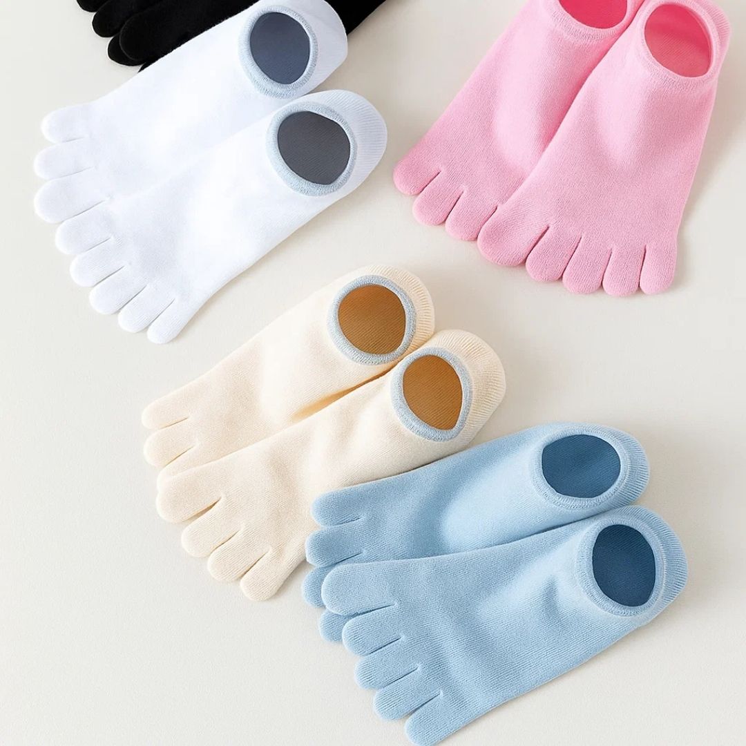 Women's No Show Toe Socks with Breathable Mesh and Anti Slip Fit