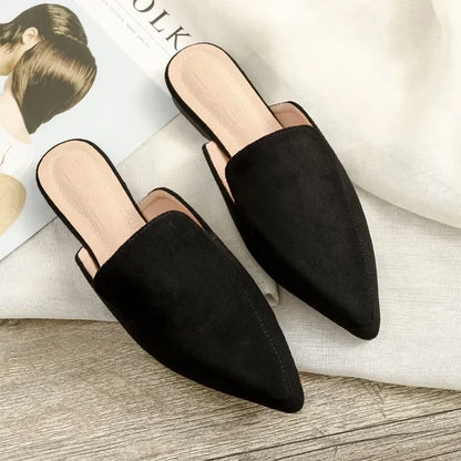 Women's Pointed Toe Suede Mule Flats