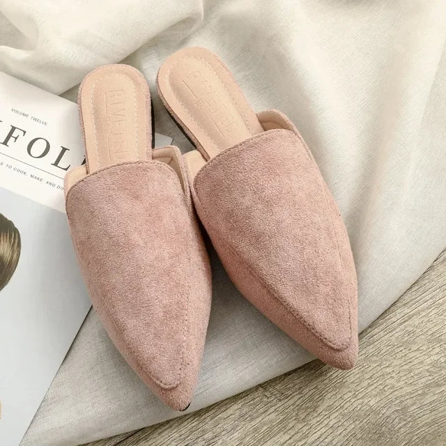 Women's Pointed Toe Suede Mule Flats